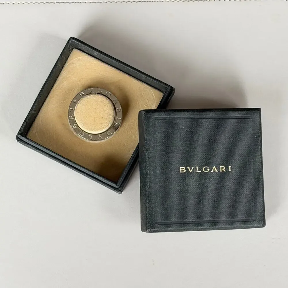 Bvlgari Mens Sterling Silver Key Ring Keychain with Gift Box